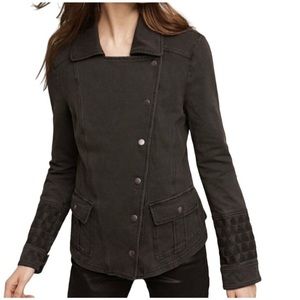 Anthropologie Hei Hei Cadre Knit Moto Jacket Black Denim